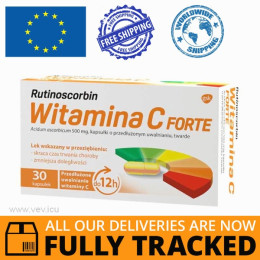 RUTINOSCORBIN VITAMIN C FORTE 30 CAPS — MADE IN POLAND — FREE SHIPPING