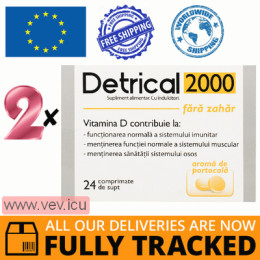 Detrical 2000 with orange flavor, 2p x 24 chewable tablets — Made in Poland — Free Delivery