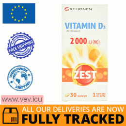 Zest Vitamin D3 2000 IU 30 capsules — Made in Italy — Free Delivery