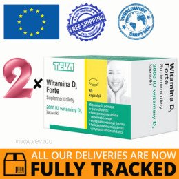 2 x VITAMIN D3 FORTE 2000 IU 60 CAPS - MADE IN CZECH REPUBLIC - FREE SHIPPING
