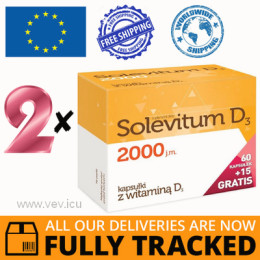 2 x SOLEVITUM D3 2000 IU, 75 CAPS - MADE IN POLAND - FREE SHIPPING 