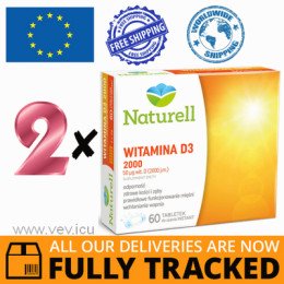 2 x NATURELL VITAMIN D3 2000 60 LOZENGES - MADE IN POLAND - FREE SHIPPING 