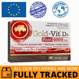 GOLD-VIT D3 4000 FAST 30 TABS - MADE IN POLAND - FREE SHIPPING