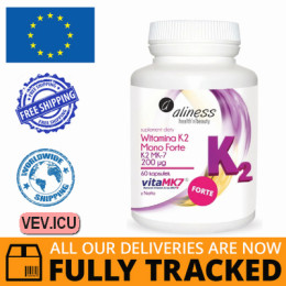 Aliness Vitamin K2 200 mcg and D3 FORTE 60 capsules — Made in Poland — Free Delivery
