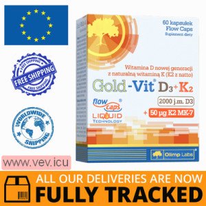 Olimp Gold-Vit D3 + K2, vitamin D 2000 IU + vitamin K 50 µg, 60 capsules — Made in Poland — Free Delivery Olimp Gold-Vit D3 + K2, vitamin D 2000 IU + vitamin K 50 µg, 60 capsules — Made in Poland — Free Delivery