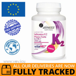 ALINESS VITAMIN K2 MK-7 MONO FORTE 200MG 60CAPS - MADE IN POLAND - FREE SHIPPING 