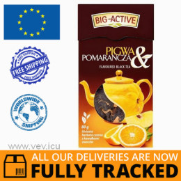BIG ACTIVE BLACK TEA ORANGE QUINCE, WITH FRUIT PIECES 80G - MADE IN POLAND - FREE SHIPPING