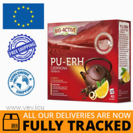 BIG-ACTIVE PU-ERH RED TEA WITH A LEMON FLAVOR 40 SACHETS - MADE IN POLAND - FREE SHIPPING