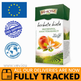 BIG-ACTIVE WHITE TEA WITH PEACH AND ORANGE BLOSSOM 20 SACHETS - MADE IN POLAND - FREE SHIPPING