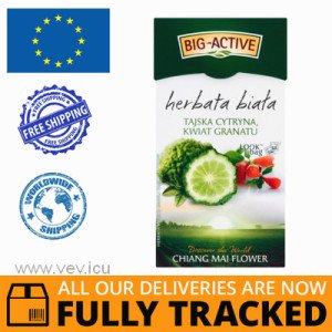 BIG ACTIVE WHITE TEA WITH THAI LEMON AND POMEGRANATE FLOWER 20 SACHETS - MADE IN POLAND - FREE SHIPPING