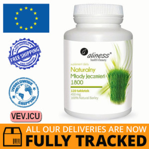 Aliness Natural Young Barley 1800, 120 tablets — Made in Poland — Free Delivery