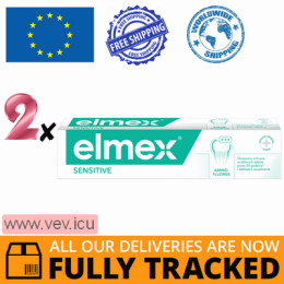 Elmex Sensitive, specialist toothpaste for sensitive, hypersensitive, from 7 years, with fluoride, 2p x 75 ml — Made in Poland — Free Delivery