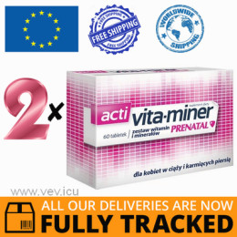 2 x ACTI VITA-MINER PRENATAL 60 TABLETS - MADE IN POLAND - FREE SHIPPING 