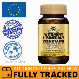 SOLGAR VITAMINS AND PRENATAL MINERALS 60 TABLETS - MADE IN USA - FREE SHIPPING